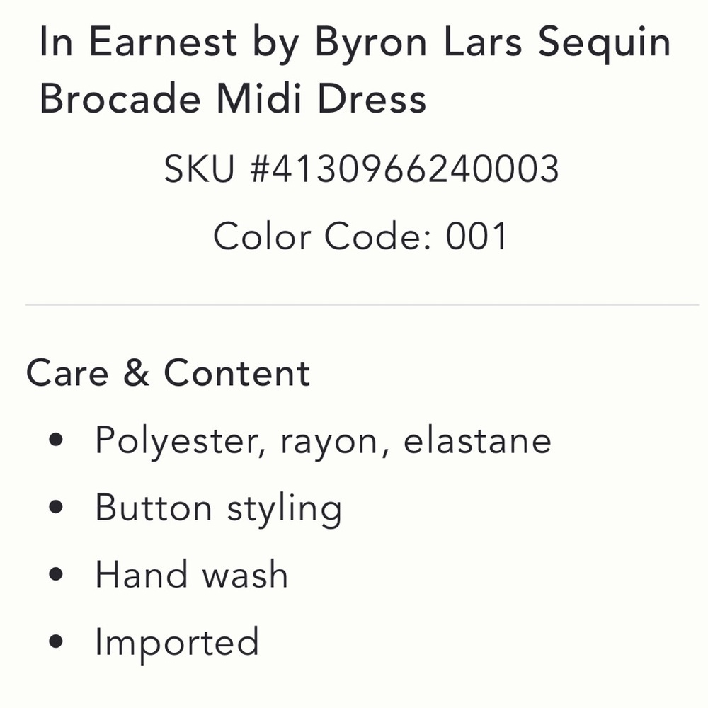 ❤️RARE❤️Byron Lars NWT In Earnest by Byron Lars Sequin Brocade Midi Dress 4 - Picture 6 of 11